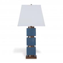 Port 68 LPAS-104-03 - Sydney Table Lamp, 1-Light, Blue, Antique Brass, Off-White Shade, 35"H LPAS-104-03