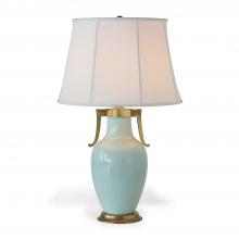 Port 68 LPAS-217-06 - Glenda Table Lamp, 1-Light, Celadon, Brass, Off-White Shade, 34"H LPAS-217-06