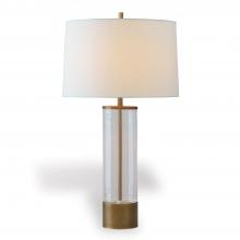 Port 68 LPAS-260-03 - Evanston Table Lamp, 1-Light, Clear, Aged Brass, Off-White Shade, 32"H LPAS-260-03