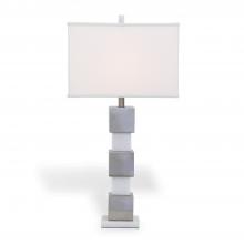 Port 68 LPAS-306-02 - Chicago Table Lamp, 1-Light, White, Brushed Nickel, Light Beige Shade, 33"H LPAS-306-02