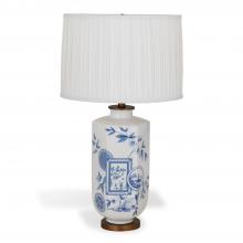 Port 68 LPAS-308-11 - Temba Table Lamp, 1-Light, Blue, White, Aged Brass, White Shade, 30"H LPAS-308-11