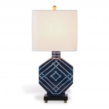 Port 68 LPAS-354-01 - Madcap Cottage Bamboozled Table Lamp, 1-Light, Indigo, Black Base, Off-White Shade