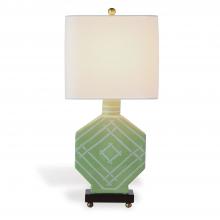 Port 68 LPAS-354-02 - Madcap Cottage Bamboozled Table Lamp, 1-Light, Green, Black Base, Off-White Shade
