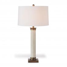 Port 68 LPAS-366-01 - Lincoln Park Table Lamp, 1-Light, Cream, Aged Brass, Off-White Shade, 33"H LPAS-366-01
