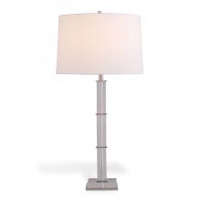 Port 68 LPAS-383-01 - Metro Table Lamp, 1-Light, Clear, Polished Nickel, Off-White Shade, 36"H LPAS-383-01