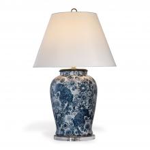 Port 68 LPAS-390-03 - Scalamandre Siberian Tiger Table Lamp, 1-Light, Blue, White, Off-White Shade, 36"H LPAS-390-03