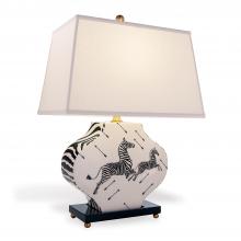 Port 68 LPAS-393-01 - Scalamandre Zebra Table Lamp, 1-Light, White, Black Base, Eggshell Shade,  27"H LPAS-393-01