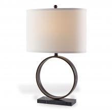 Port 68 LPAS-409-01 - Megan Table Lamp, 1-Light, Bronze, Black Base, Off-White Shade, 26"H LPAS-409-01