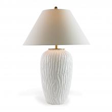 Port 68 LPAS-416-01 - Montana Table Lamp, 1-Light, Matte White, Antique Brass, Eggshell Shade, 33"H LPAS-416-01