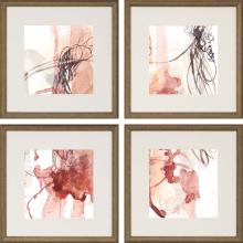 Paragon 13352 - Linear Connection Framed Art, Set of 4, Pink, Gold Frame Color, 15"W 13352