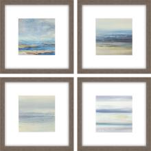 Paragon 13609 - Serene I Framed Art, Set of 4, Blue, Brown Frame Color, 16"W 13609