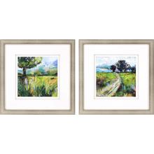 Paragon 14358 - Wildflower Meadow Framed Art, Set of 2, Green, Gold Frame Color, 26"W 14358