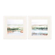 Paragon 14858 - Turquoise and Clay Framed Art, Set of 2, Green, White Frame Color, 26"W 14858