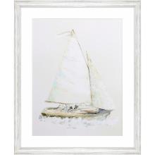 Paragon 14910 - Quiet Sailboat I Framed Art, White, White Frame Color, 29"W 14910