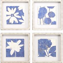 Paragon 14922 - Indigo I Framed Art, Set of 4, Blue, White Frame Color, 16"W 14922