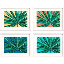 Paragon 14931 - Tropical Palms Framed Art, Set of 4, Yellow, White Frame Color, 26"W 14931