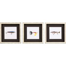 Paragon 14932 - Fishing Lure I Framed Art, Set of 3, Blue, White Frame Color, 13"W 14932