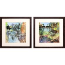 Paragon 14962 - Lily Pond Framed Art, Set of 2, Green, Brown Frame Color, 25"W 14962