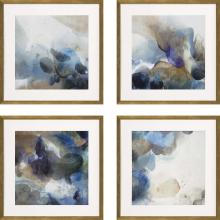 Paragon 15086 - Pebbles Framed Art, Set of 4, Blue, Gold Frame Color, 21"W 15086