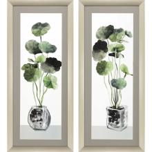 Paragon 15139 - Simple Glass Framed Art, Set of 2, Green, Silver Frame Color, 19"W 15139