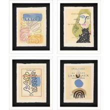 Paragon 15222 - Lepal I Framed Art, Set of 4, Beige, Blue, White Frame Color, 13"W 15222