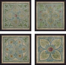 Paragon 15229 - Verdigris Pattern Framed Art, Set of 4, Blue, Black Frame Color, 20"W 15229