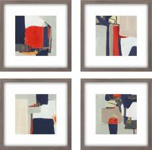 Paragon 15254 - Orange Crush Framed Art, Set of 4, Blue, Silver Frame Color, 20"W 15254