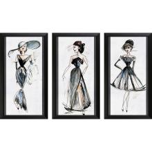 Paragon 15350 - Fashion Trois Framed Art, Set of 3, Black, Black Frame Color, 14"W 15350