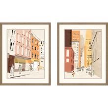 Paragon 15610 - Travel Framed Art, Set of 2, Orange, Gold Frame Color, 24"W 15610