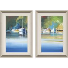 Paragon 15819 - Light at Metung Framed Art, Set of 2, Blue, Silver Frame Color, 26"W 15819