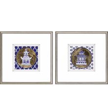 Paragon 22094 - Pagoda I Framed Art, Set of 2, Blue, Silver Frame Color, 26"W 22094