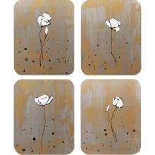 Paragon 22469 - Poppy Pleasure Wall Sculpture, Set of 4, Brown, White, 16"W 22469