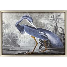 Paragon 22475 - Heron in Silver Framed Art, Blue, Silver Frame Color, 51"W 22475
