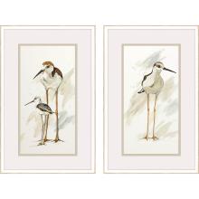 Paragon 31043 - Stilt Birds Framed Art, Set of 2, Beige, White Frame Color, 21"W 31043