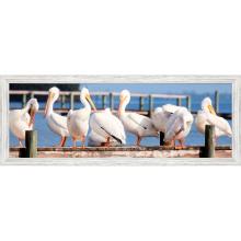 Paragon 31055 - Flock on the Dock Framed Art, White, White Frame Color, 51"W 31055