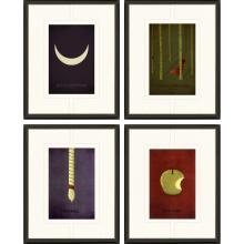 Paragon 31069 - Classic Tale I Framed Art, Set of 4, Black, Black Frame Color, 17"W 31069