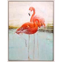 Paragon 31111 - Wading Flamingo I Canvas, Pink, White Frame Color, 32"W 31111