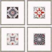 Paragon 31113 - Libson Tiles Framed Art, Set of 4, Gray, Silver Frame Color, 22"W 31113