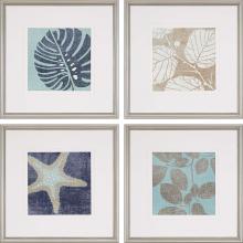 Paragon 4055 - Coastal I Framed Art, Set of 4, Blue, Silver Frame Color, 19"W 4055