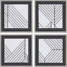 Paragon 4491 - Diametric Framed Art, Set of 4, Black, Silver Frame Color, 22"W 4491