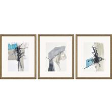 Paragon 4558 - Kinetic Grid I Framed Art, Set of 3, Gray, Gold Frame Color, 17"W 4558