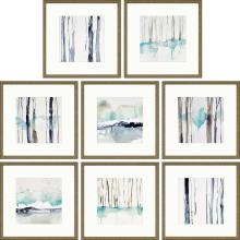 Paragon 4974 - Snow Line Framed Art, Set of 8, Blue, Gold Frame Color, 19"W 4974