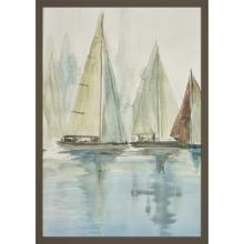 Paragon 7870 - Blue Sailboats II Framed Art, Blue, Silver Frame Color, 28"W 7870