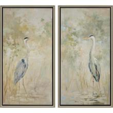 Paragon 7993 - Wading Heron Canvas, Set of 2, Gray, Silver Frame Color, 22"W 7993
