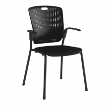 Humanscale C15B10-- - Cinto Stacking Chair, Fixed-Arm, Four Legs with Glides, Black, Black F