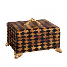 Maitland-Smith 8101-11 - Harlequin Box, Black, Amber, Cast Brass Mounts, 9"W 8101-11