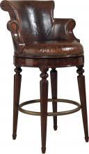 Maitland-Smith 8102-44 - Alec Counter Stool, Aged Regency Mahogany, Venetian Regal Leather, 39"H 8102-44