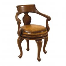 Maitland-Smith 8103-43 - Contour Game Chair, Walnut, Florentine Brown Leather, 24"W 8103-43