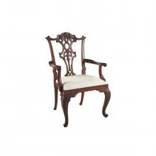 Maitland-Smith 8104-41 - Cabriole Dining Chair, Carved Aged Regency Mahogany, Caramel Fabric, 43"H 8104-41