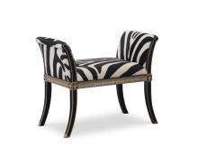 Maitland-Smith 8105-42 - Safari Bench, Zebra White & Black Upholstery, Aubergine, Silver Accent, 35"W 8105-42